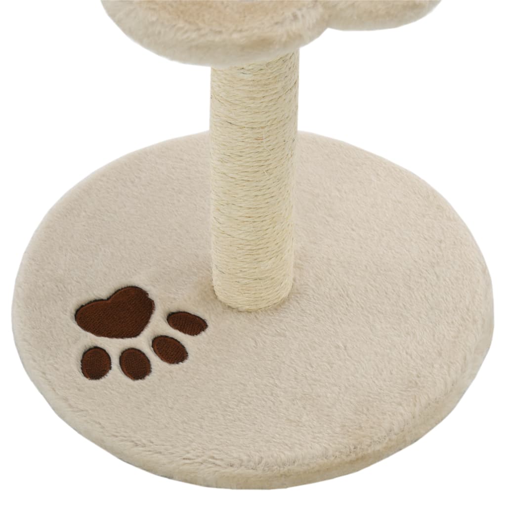 Tiragraffi per gatti in corda di sisal e legno con finitura beige con  impronte di zampe di Vida XL - Habitium®