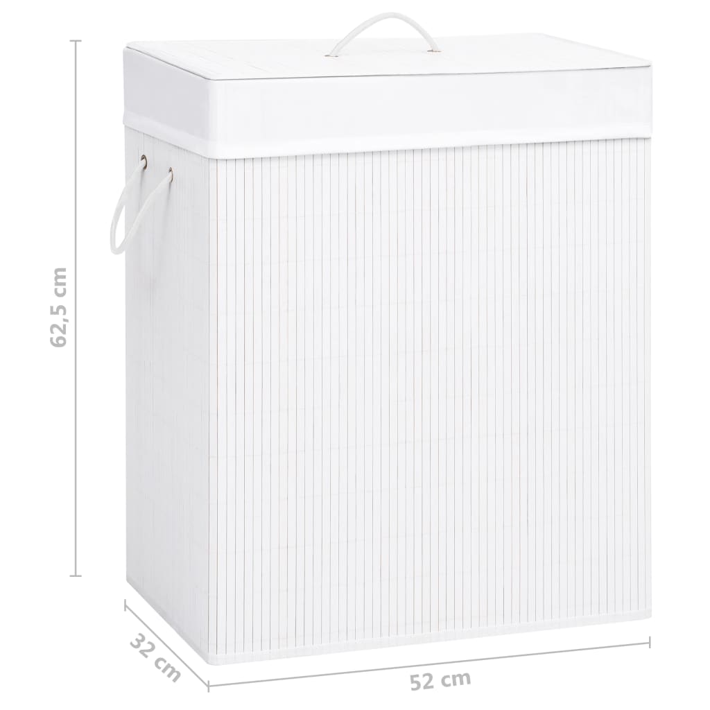 Unico Design Cesto Portabiancheria in Bambù a 2 Sezioni Bianco 100 L  52x32x62,5 cm Magnifico it - Bianco78296