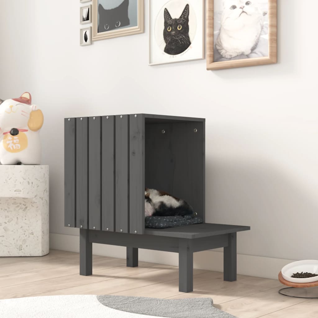 Maison Pour Chat | Maisonnette Pour Chat Gris 60x36x60 Cm Bois De Pin Massif 36810 -Amis Poils Soldes Boutique AAHKMJXYDAFdJAOAIMEbOAchtTzbsWMnceblMk5y4 uJLePhOPeGe2UVmOnNE18nTd7EDv