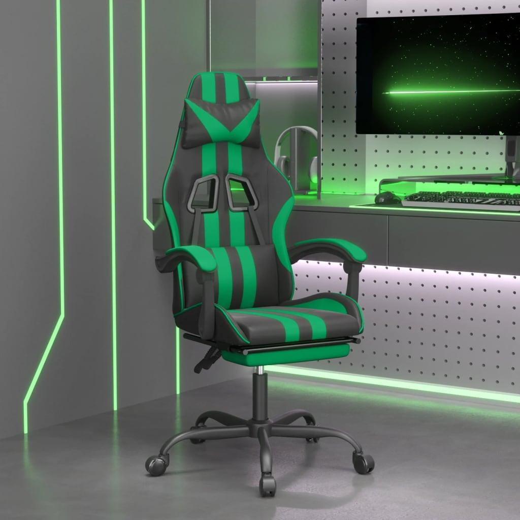 ML-Design Sedia da Gaming Ecopelle Nero Verde Poltrona da Ufficio