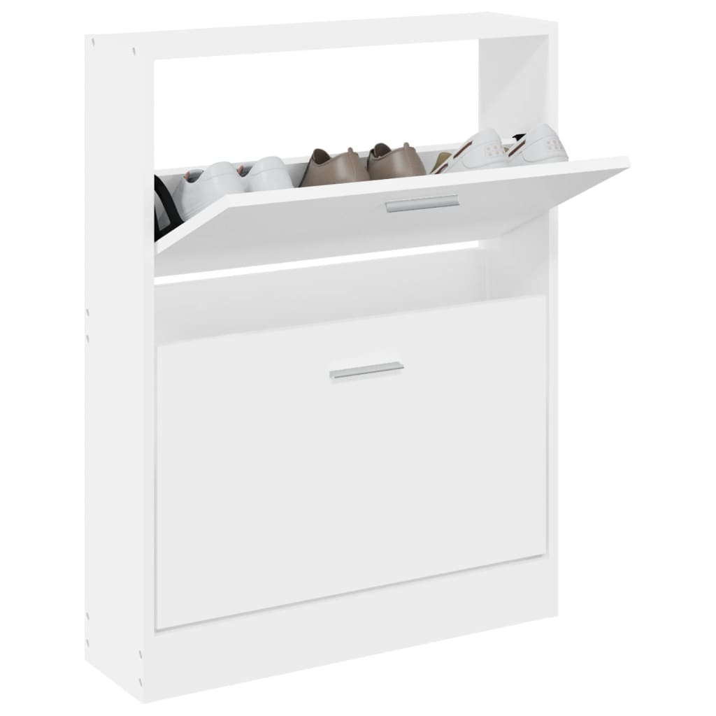 Scarpiera Salvaspazio，Portascarpe，Mobili per scarpe Bianco Lucido  27,5x27x102 cm in Legno Multistrato MCI182424 MaisonChic