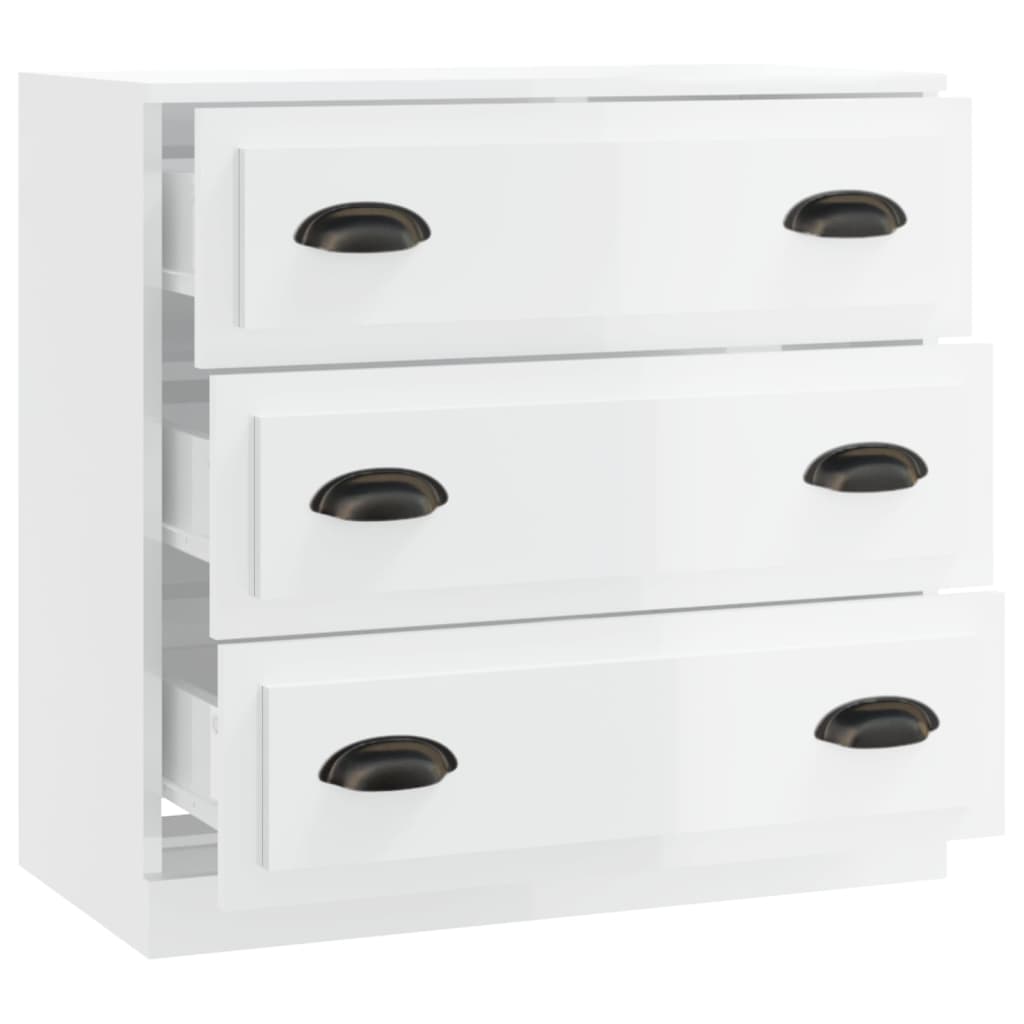 Credenza bassa,Armadietto,Mobile da Cucina Bianco Lucido 70x35,5x67,5 cm in  Legno Multistrato -BY85041