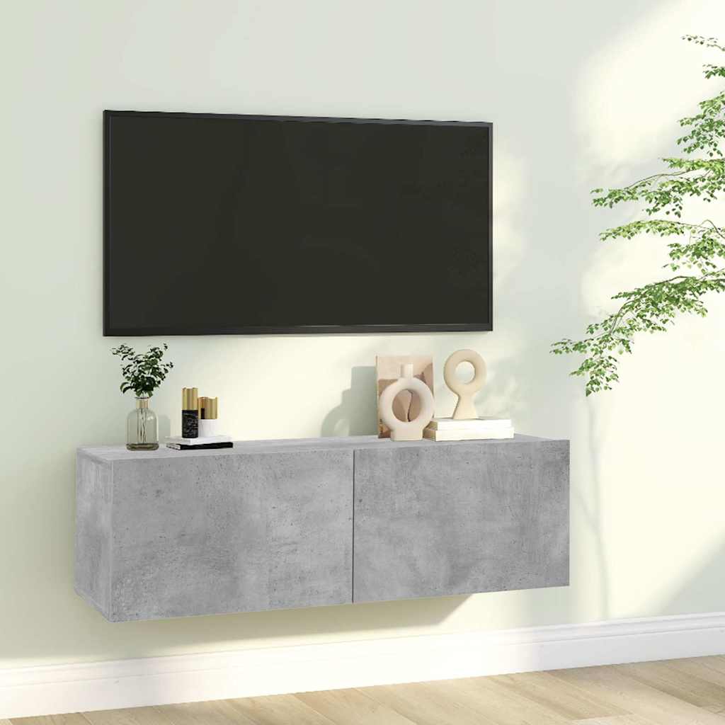 Mobile Porta TV Grigio Cemento 102x37,5x52,5 Cm - In Truciolato Con Ante, Design Minimalista - Foto 9