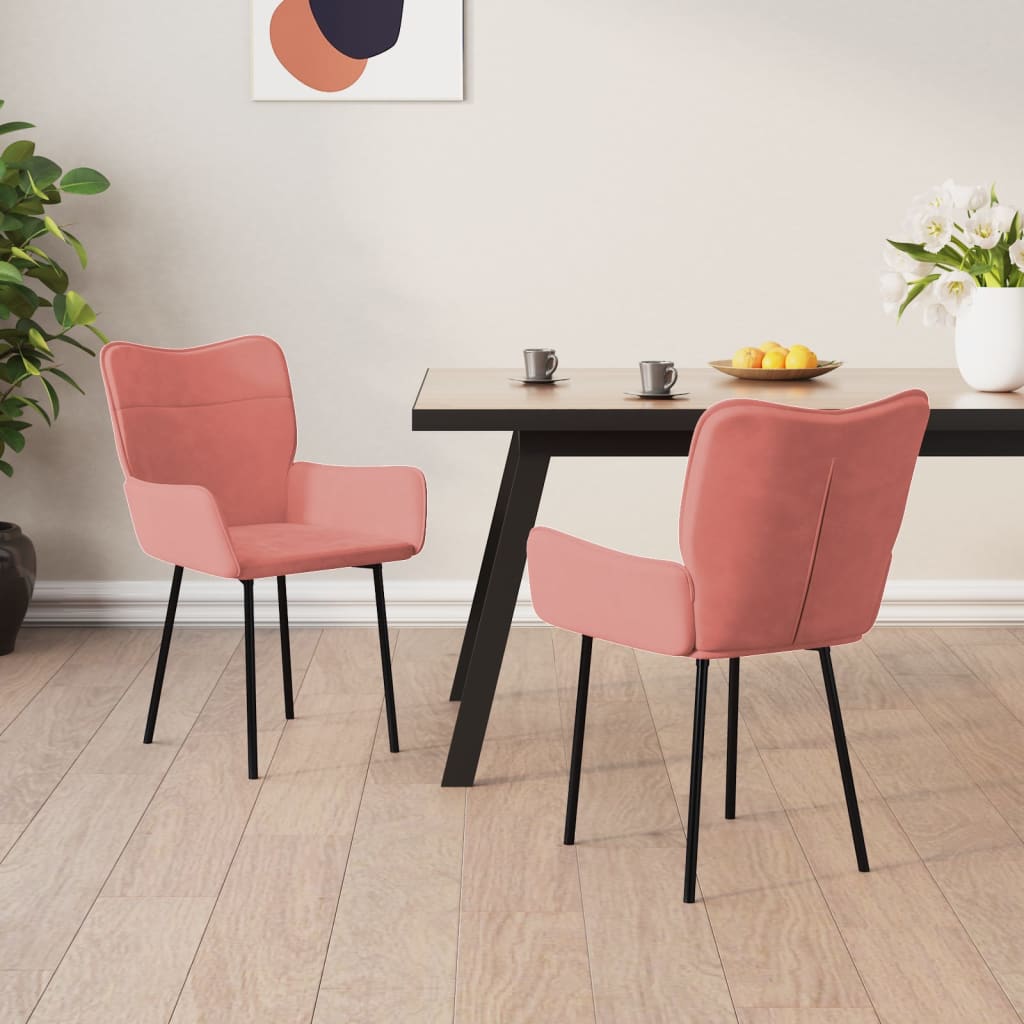 vidaXL Sillas de comedor 2 unidades terciopelo rosa