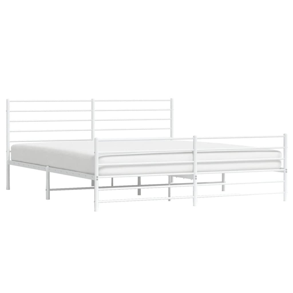 Maison Exclusive Estructura cama metal con cabecero y pie cama blanco  193x203 cm