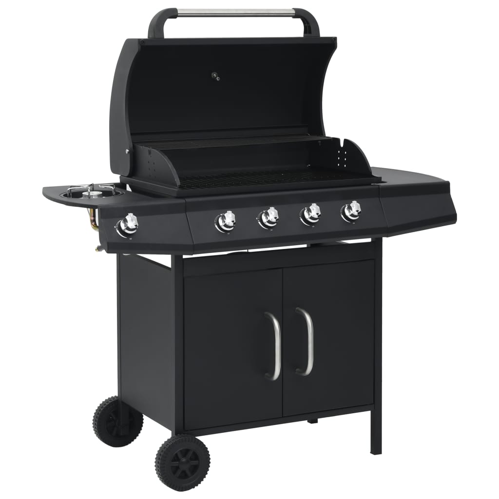 Udtale naturpark Governable Gas Barbecue Grill 4+1 Cooking Zone Black Steel vidaXL