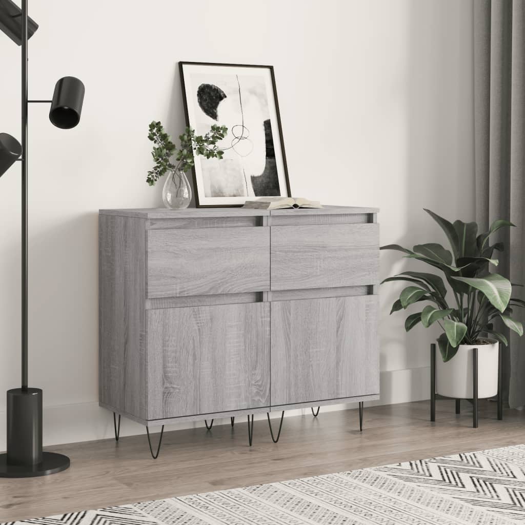 HOMCOM Credenza Moderna in Legno con 2 Armadietti e Ripiani, 100x34x87.2cm,  Grigio Chiaro