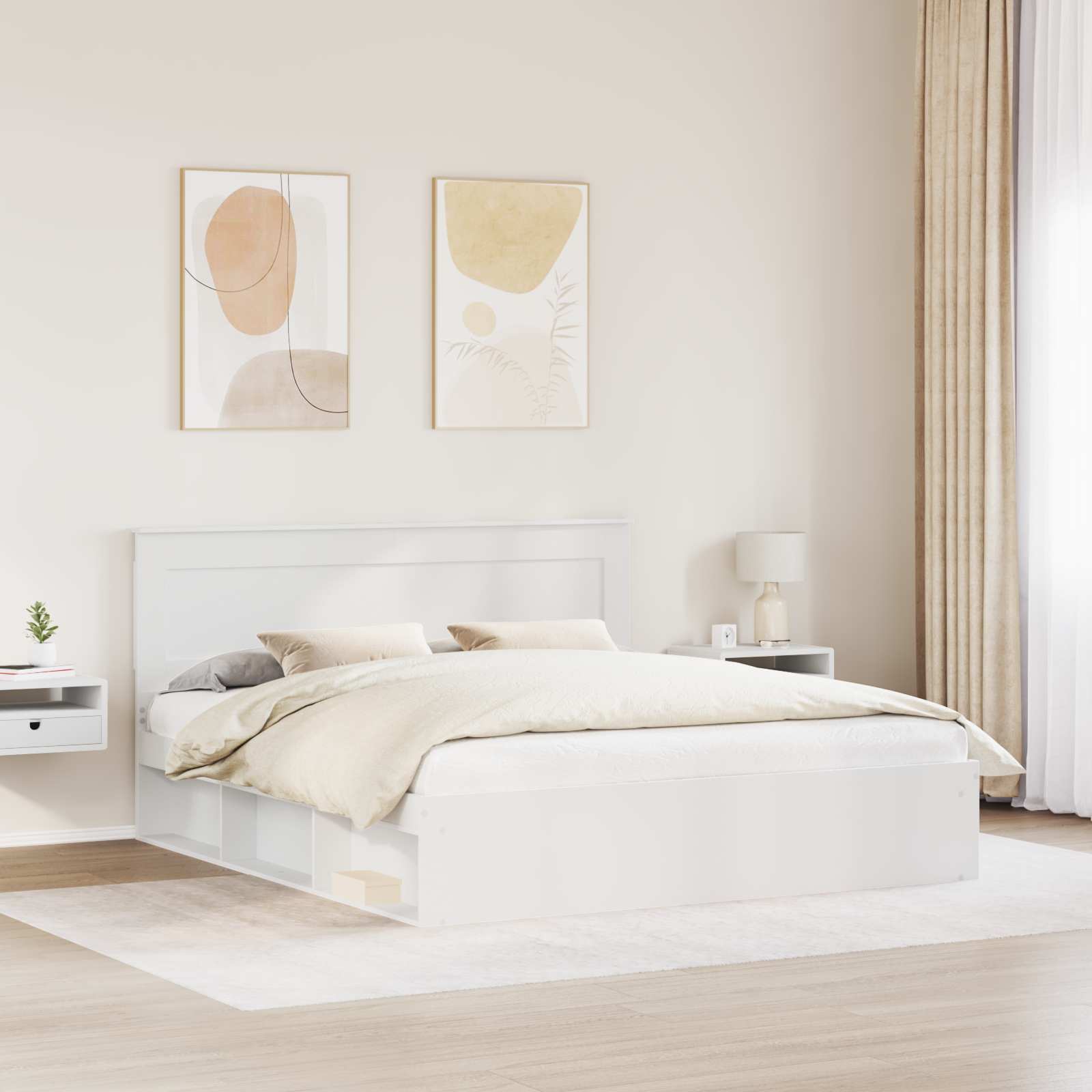 Bed Frame with Headboard White 180 x 200 cm Solid Pine Wood vidaXL