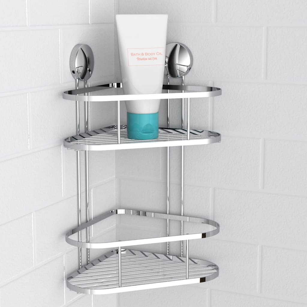 Etagère d'Angle de Douche Ventouse 26cm Argenté pas cher 