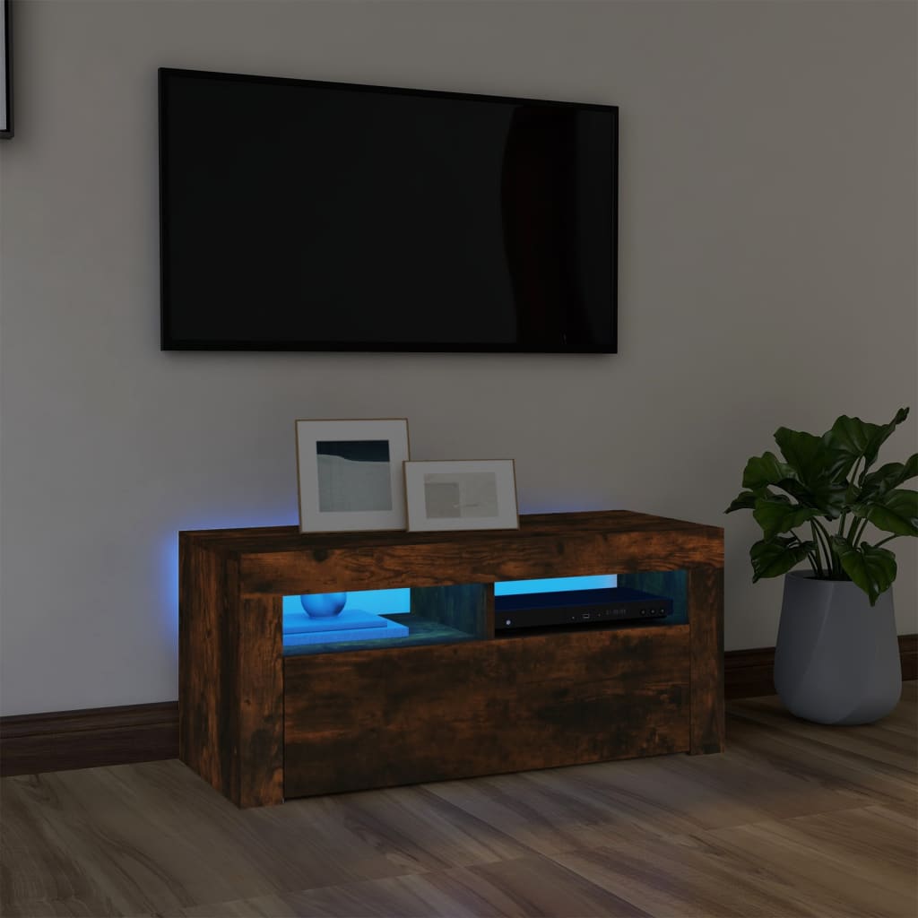 Mobile Porta TV Mobile da soggiorno con Luci LED Rovere Fumo