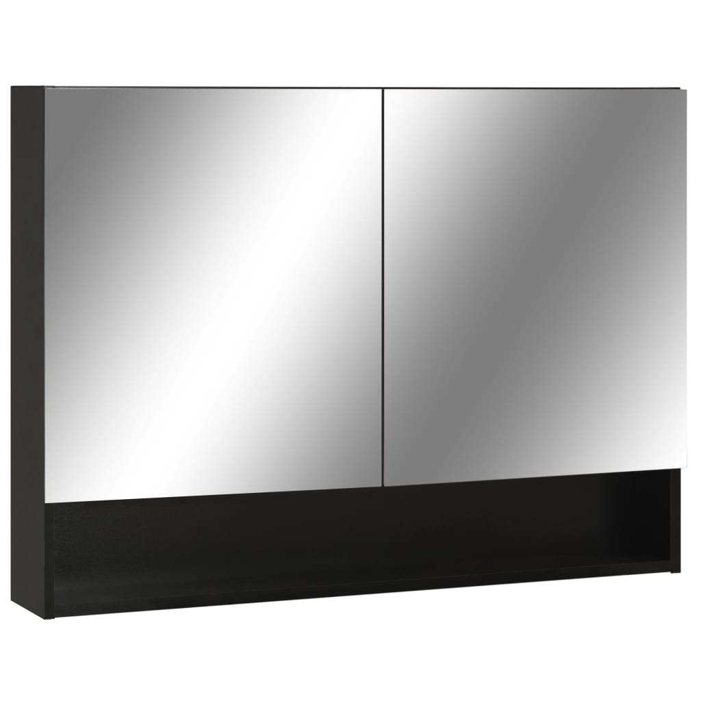 LED Bathroom Mirror Black 80x15x60 cm MDF vidaXL