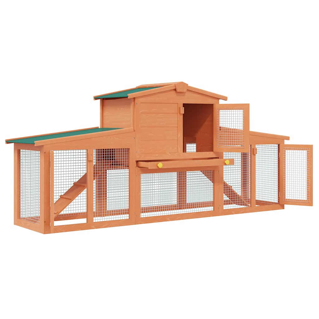 Large Rabbit Hutch Small Animal House Pet Cage with Roofs Wood vidaXL