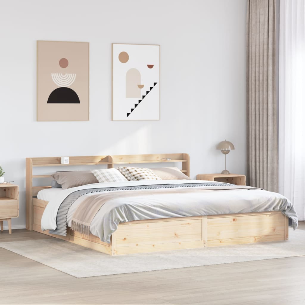 Bed Frame with Headboard 180x200 cm Super King Solid Wood Pine vidaXL