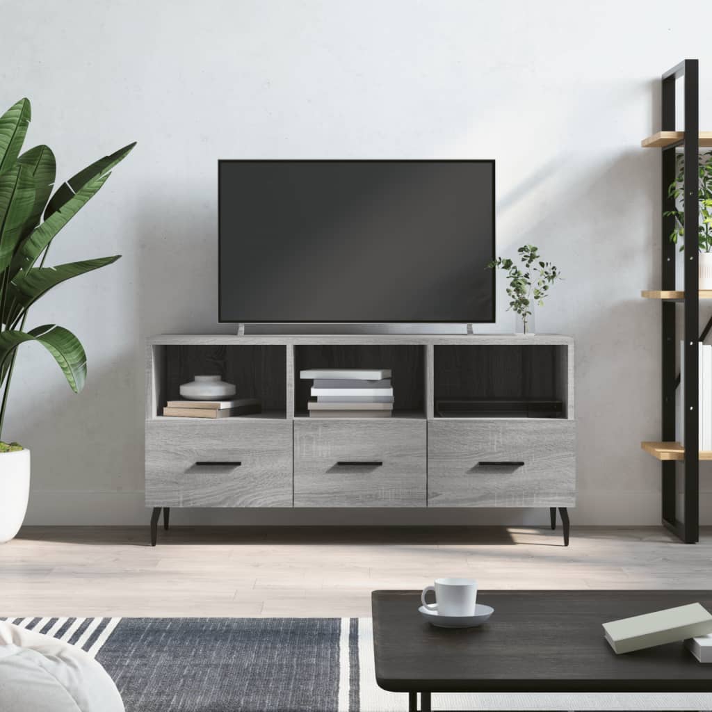 Mobile TV，Mobile Porta TV Salotto，Tavolino TV Grigio Sonoma 102x36x50 cm in  Legno Multistrato MCWN394178 MaisonChic