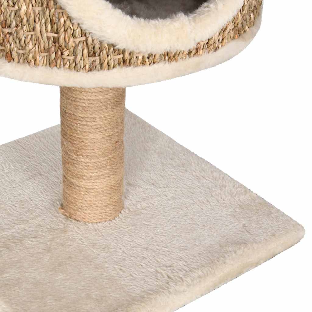 PawHut - Albero Tiragraffi Per Gatti Con Casetta, Letto, Amaca, 4 Piattaforme E Giochi, In Truciolato E Peluche, Grigio, 48x48x107 Cm
