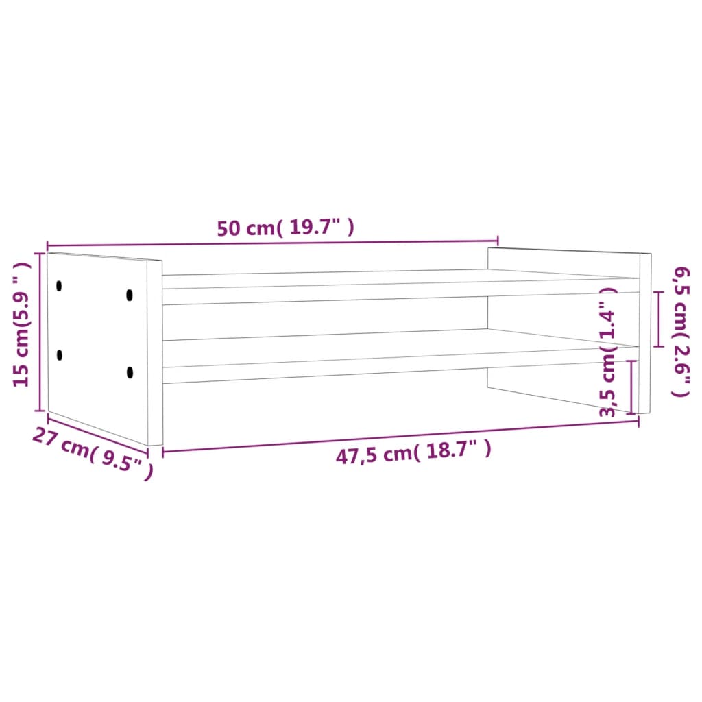 Unico Design Supporto per Monitor Bianco 50x27x15 cm Legno Massello di Pino  50x27x15 cm Magnifico it - Bianco35231