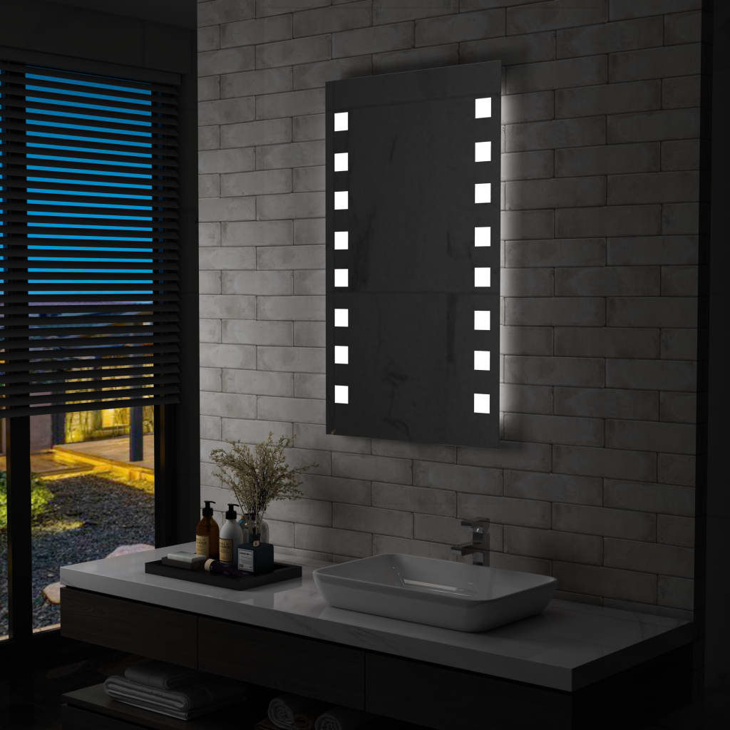 Specchiera per bagno 90x70 cm reversibile completa di cornice luminosa a LED