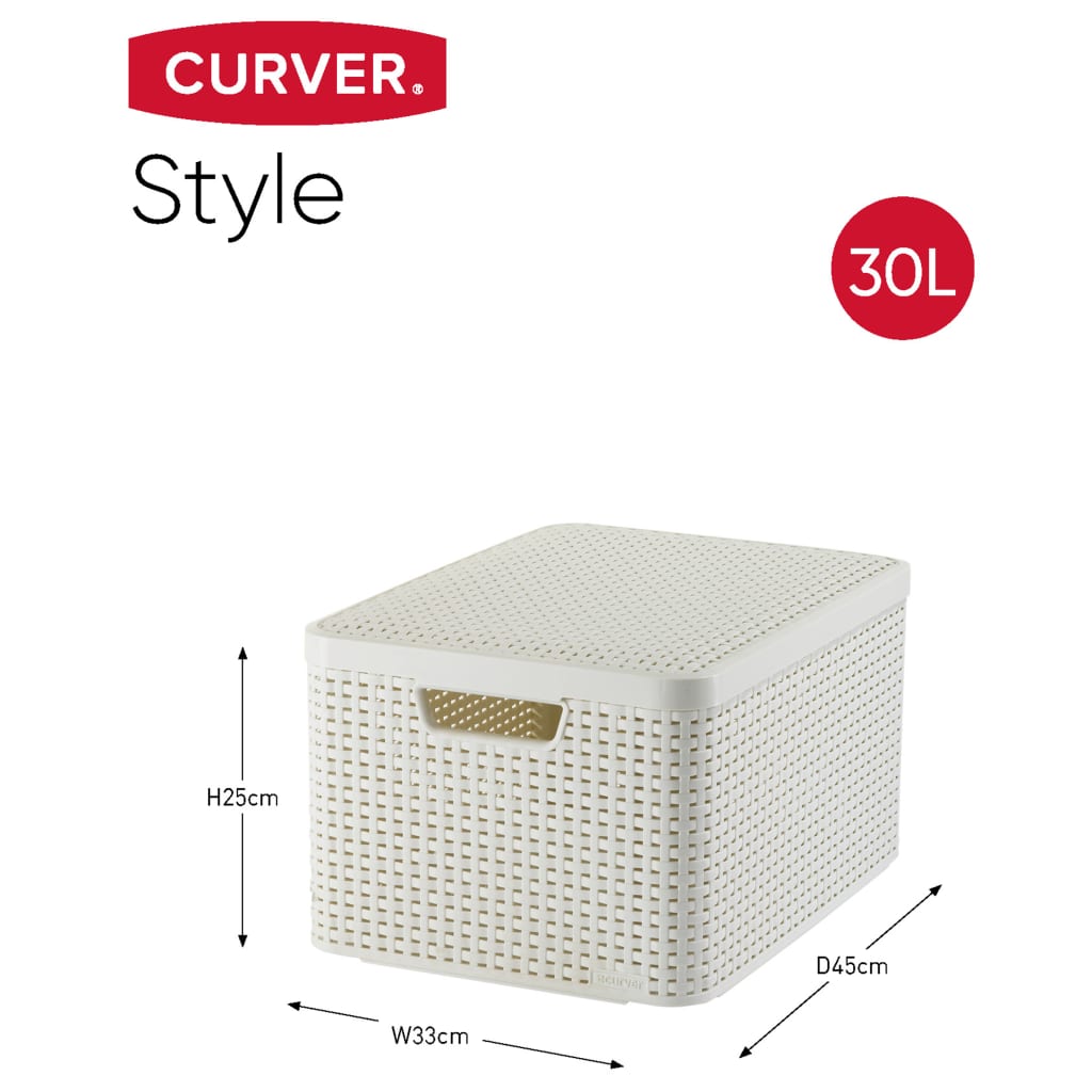 Curver Caja de almacenaje con tapa Style 3 uds L blanco 240656 - Blanco