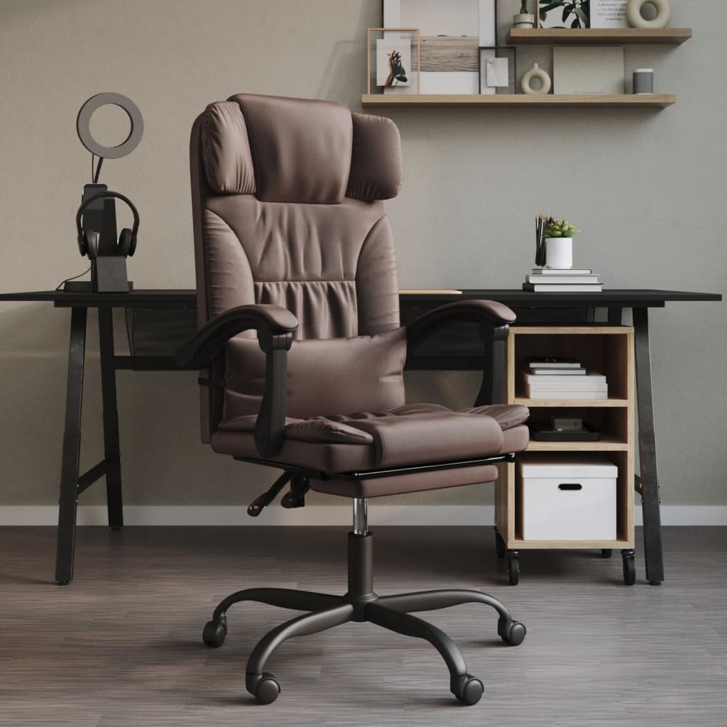 sedie da scrivania Reclinabile,Poltrona da Ufficio,Sedia da ufficio Marrone in Similpelle CVNIEV6944 Maisonchic