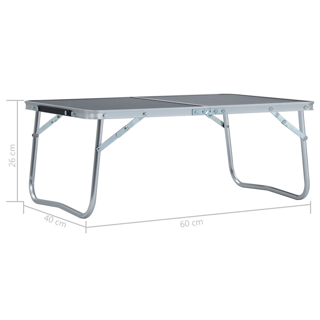 Folding Camping Table Grey Aluminium 60x40 cm vidaXL