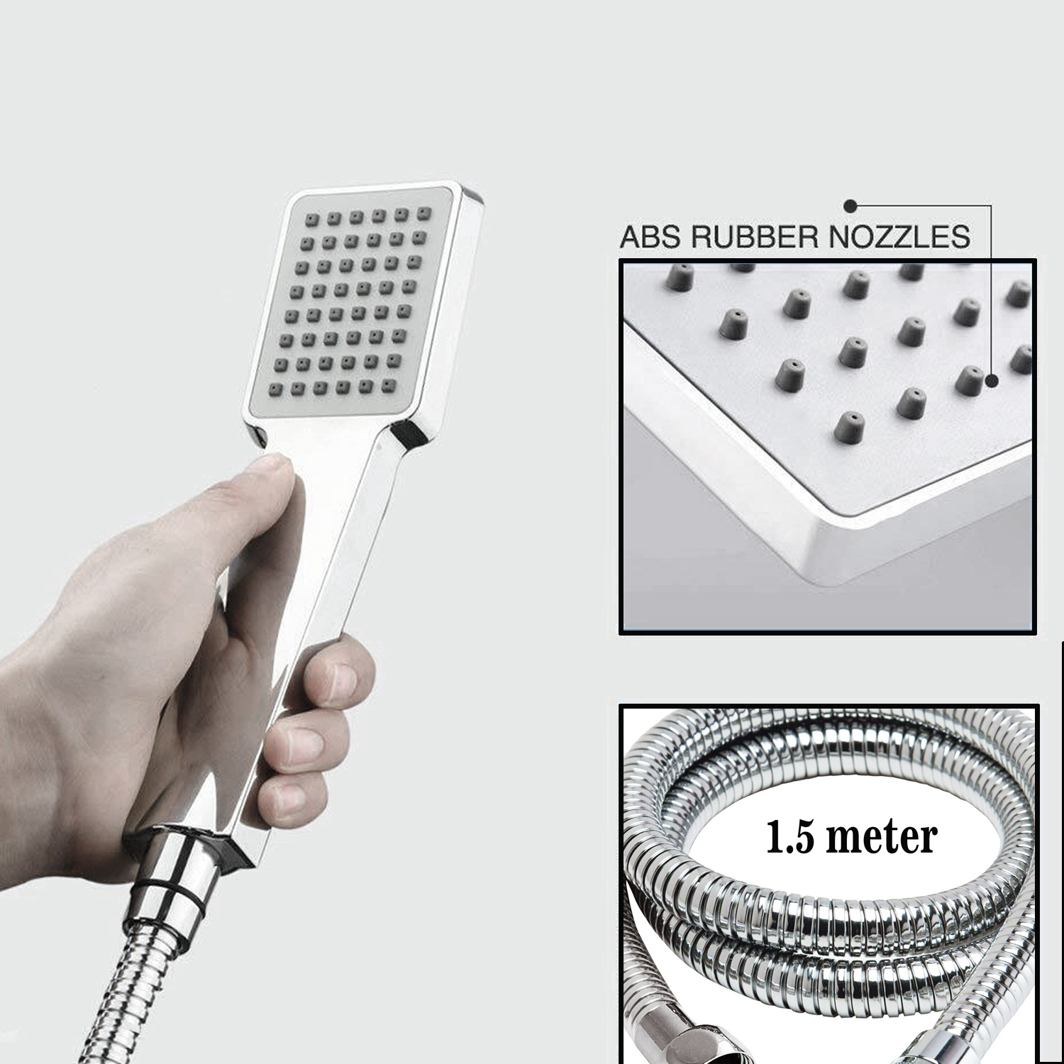 Acezanble Bathroom Thermostatic Mixer Shower Set All Square Chrome Twin Head Exposed Valve -Home Sale Shop