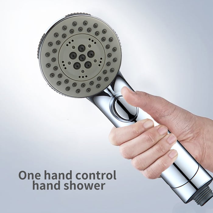 Pommeau de Douche avec Bouton Stop Douchette à Main 4 vitesses 4 modes d'eau  touche pour arrêter l'eau Universel Argent - Cdiscount Bricolage