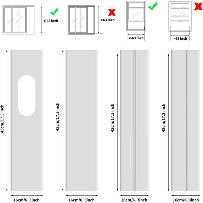 Quatre panneaux rectangulaires blancs en plastique, de dimensions similaires, sont disposés verticalement. Deux dentre eux présentent une fente verticale centrale, un autre possède une ouverture ovale centrale, et le