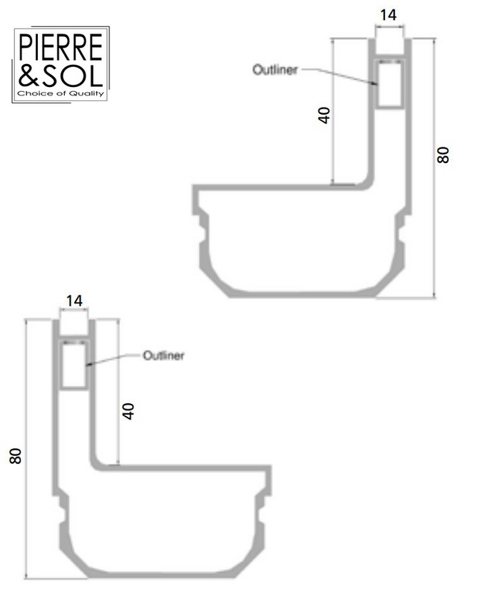 Dimensions Caniveau angle aluminium SideDrain L&S
