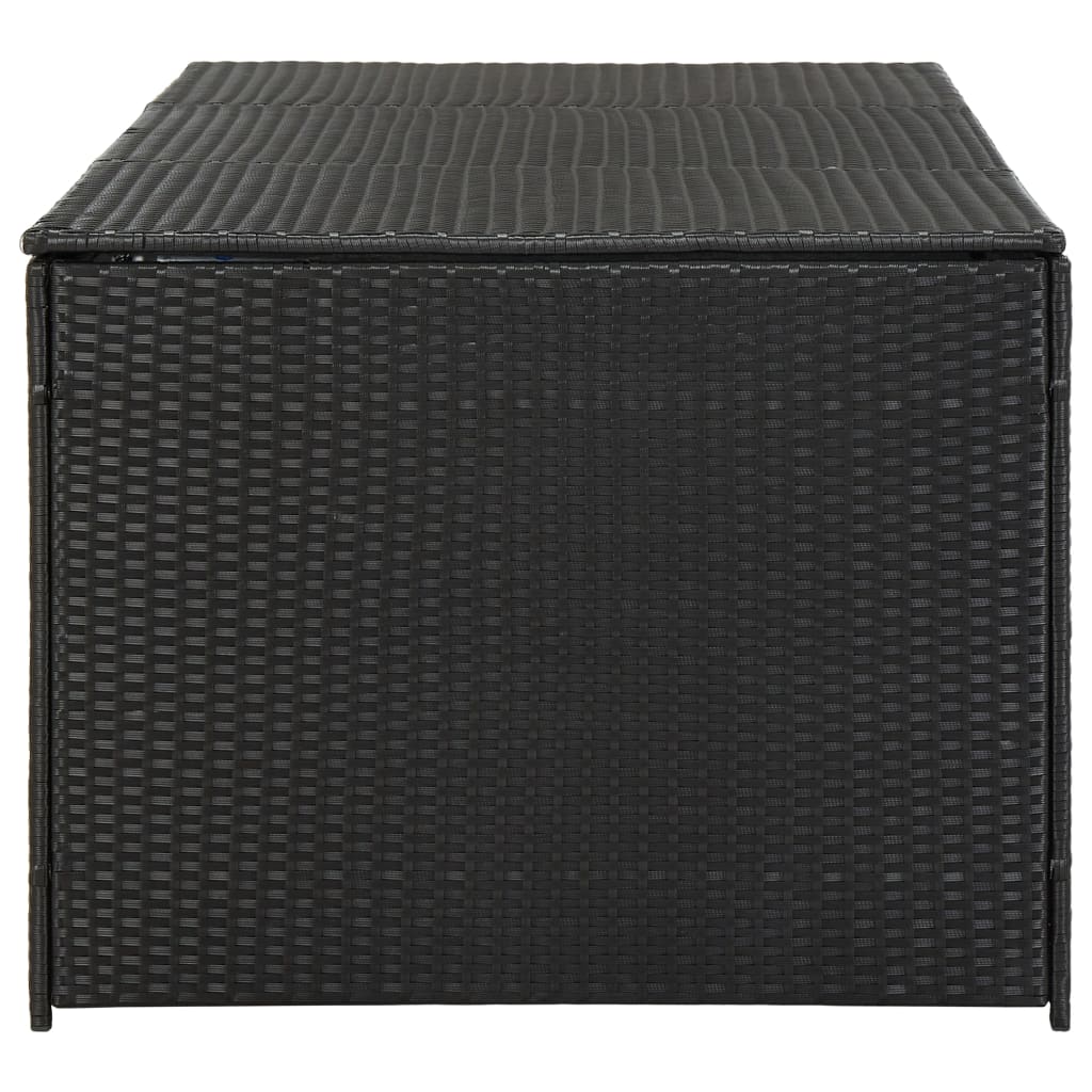 Hommoo Caja de almacenaje de jardín ratán sintético negro 180x90x75 cm