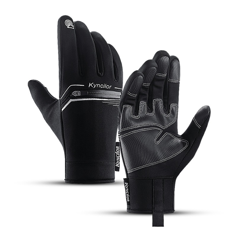 Gants Noirs Imperméables Coupe-vent Tactiles - Taille L - Cyclisme, Plein Air