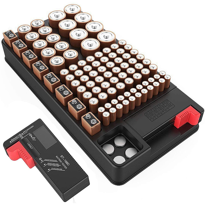 Battery Organizer with Digital Battery Tester Holds 110 Batteries