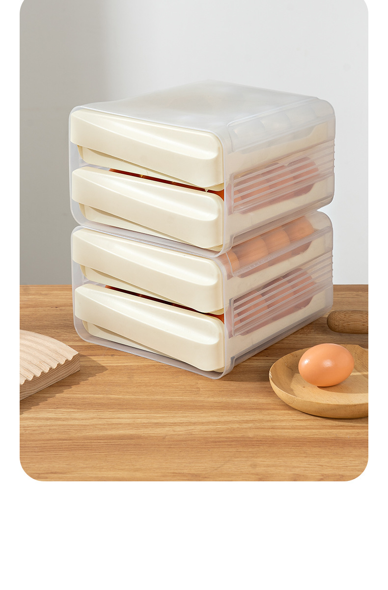 Boîte à œufs Double Couche Tiroir - Plateau De Rangement Pour Réfrigérateur - Plastique Durable
