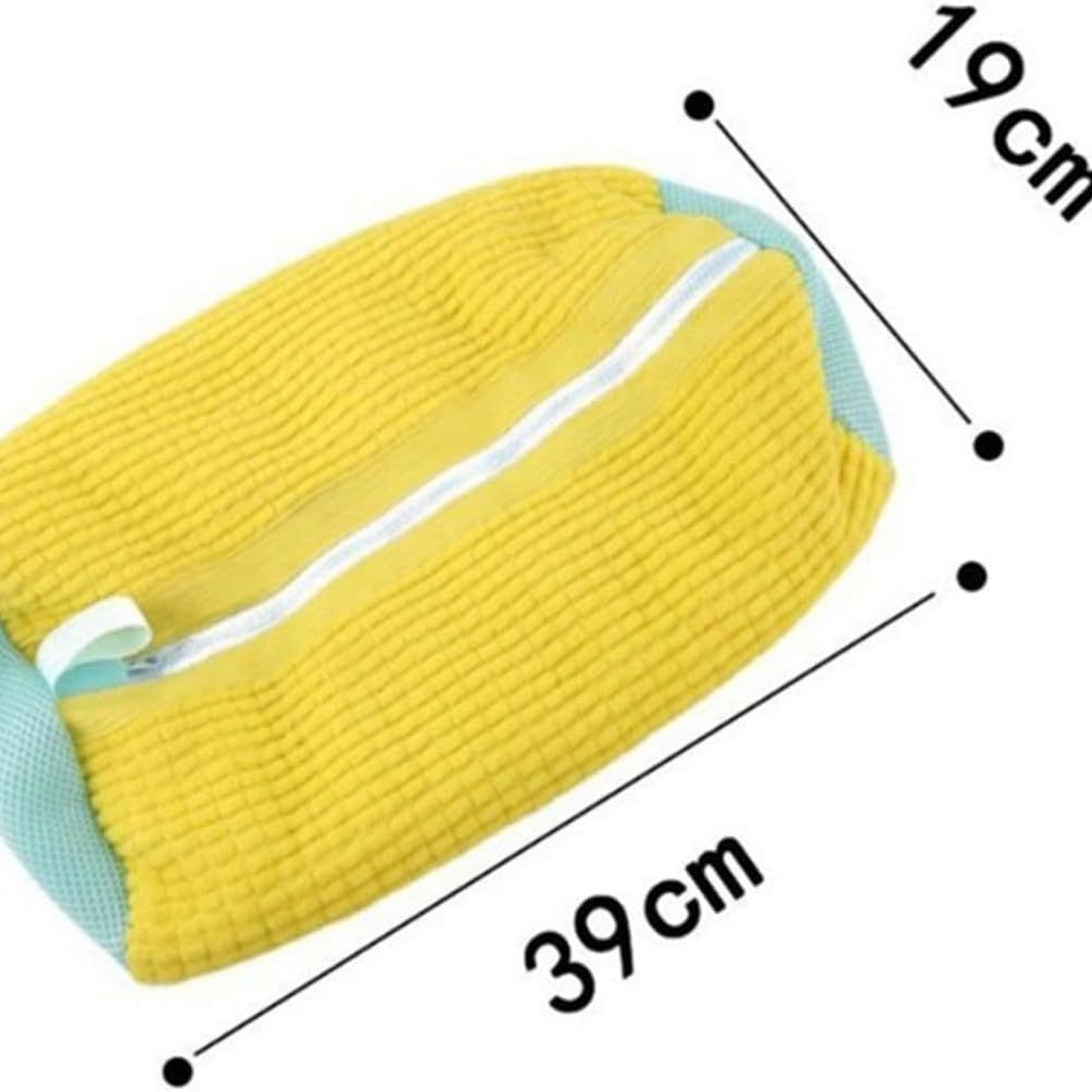 Sac De Lavage Pour Chaussures Réutilisable - Filet Protection Machine à Laver Avec Fermeture Éclair (2 Pièces - Jaune Et Bleu)