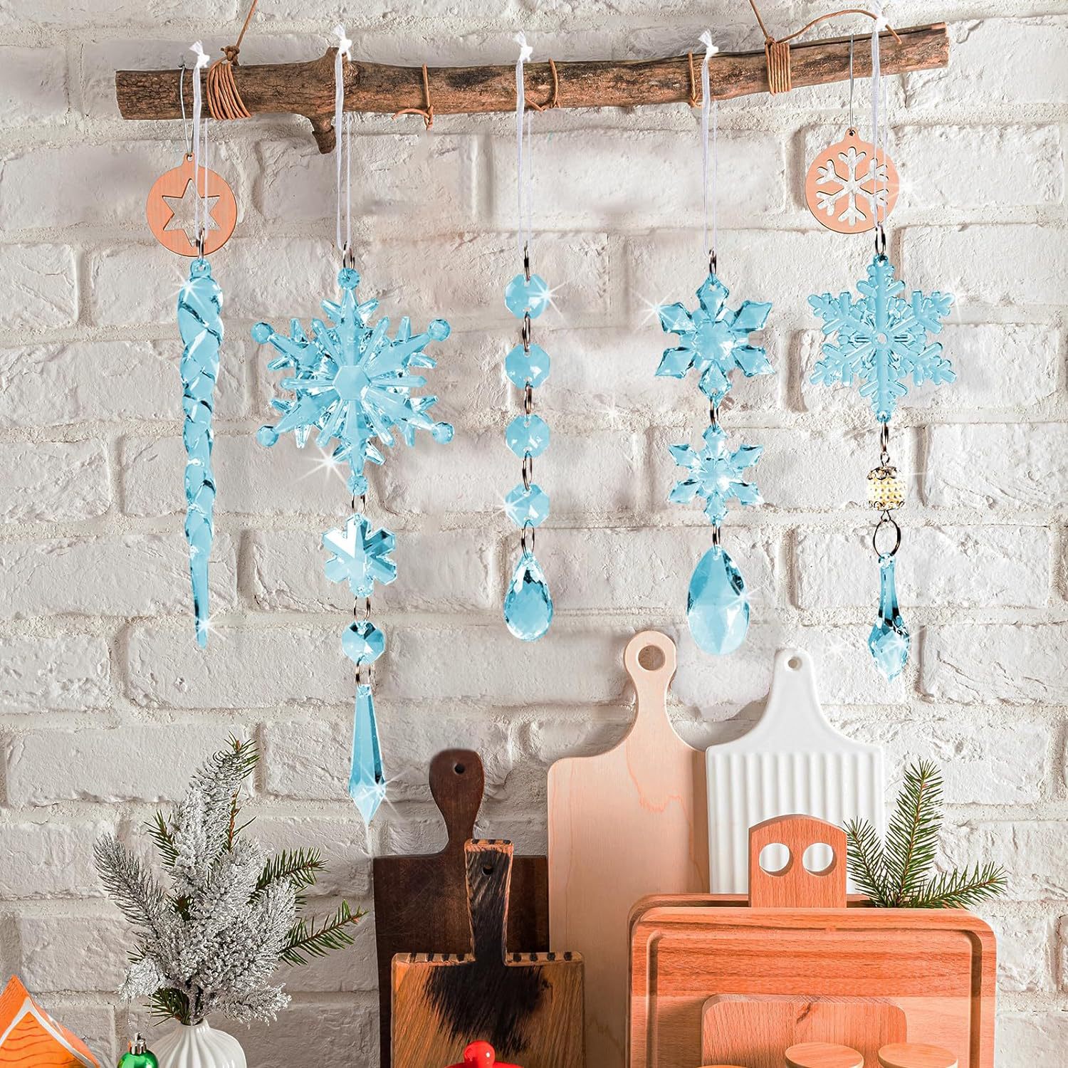 18 Pièces Décorations En Cristal Pour Sapin De Noël,Acrylique