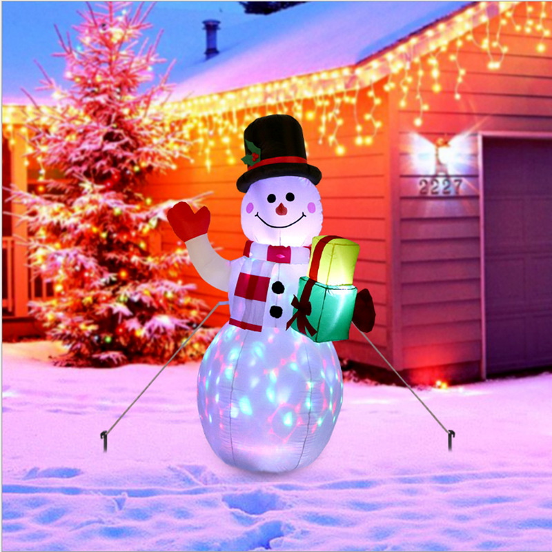 Bonhomme De Neige Gonflable Noël 150 Cm Avec Lumières LED Rotatives - Décorations Jardin Extérieur Imperméable