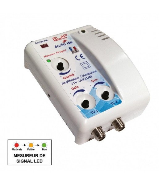 Antenne TV TNT HD 4K Omnidirectionnelle 65dB + 4 socles à ventouses