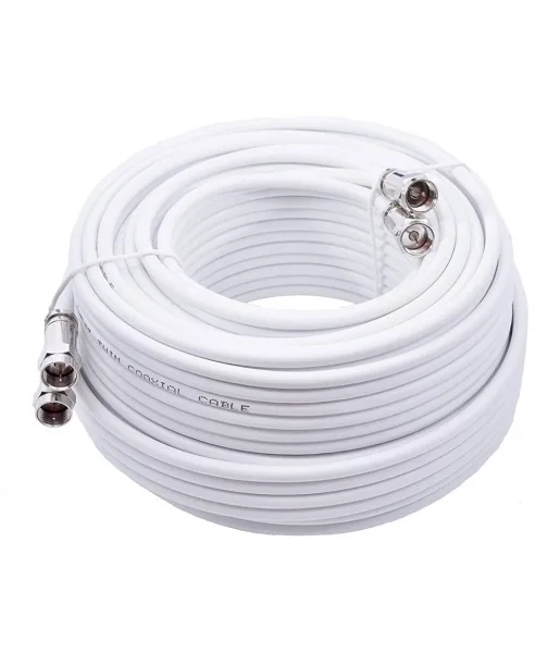 Câble Antenne Coaxial Mini 4 Mm - 20 M, Double Blindage 90 DB, Blanc, Pour Satellite, DVB-T, 4K Ultra HD, Flexible Et Discret