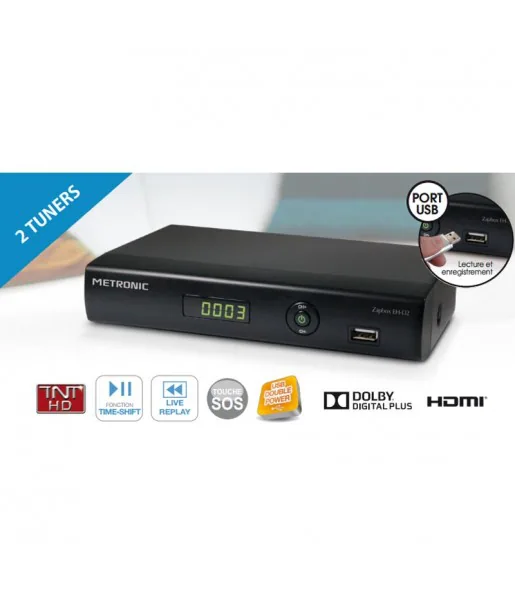 Décodeur Double tuner Adaptateur TNT HD Metronic ZAPBOX EH-D2
