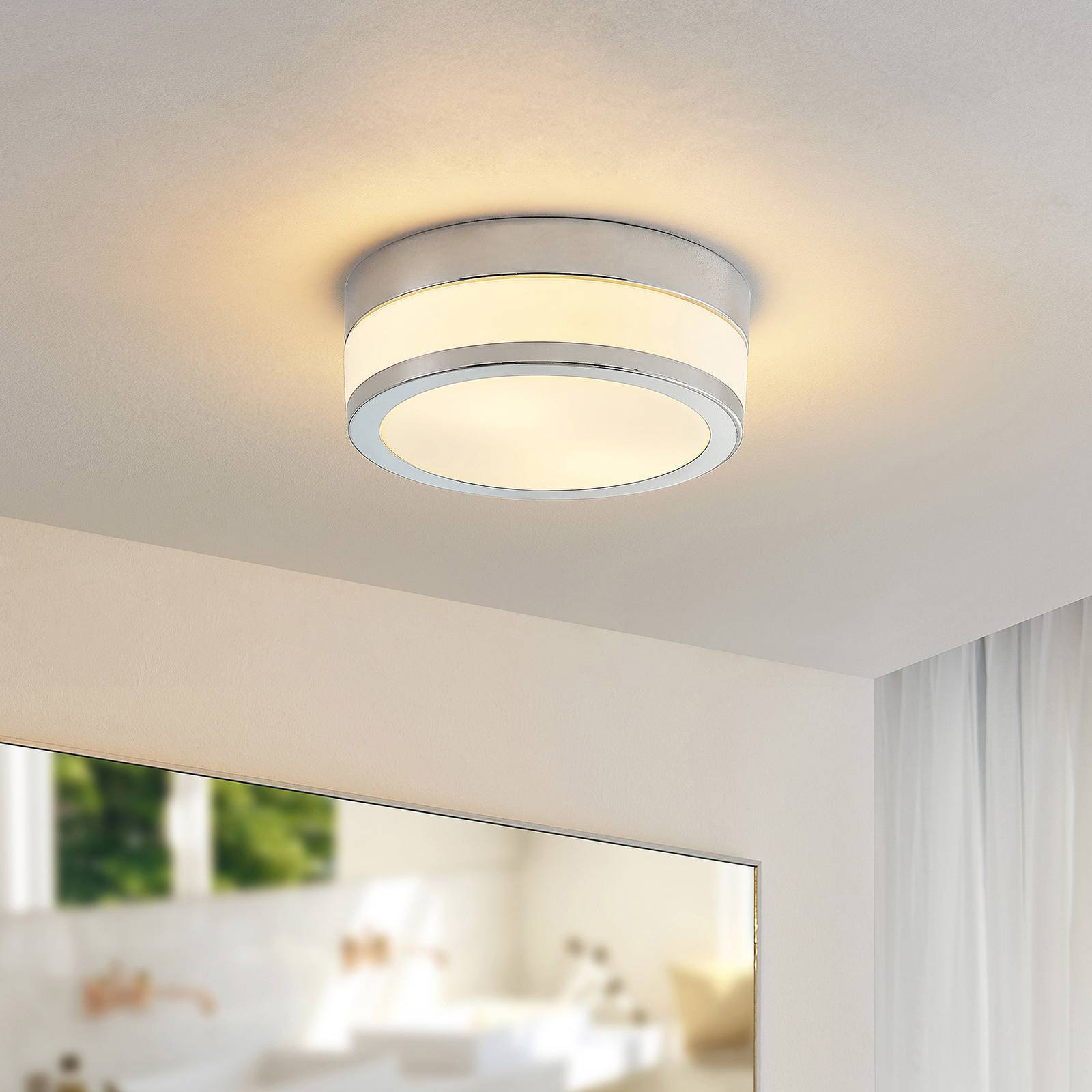 Lindby Flavi Plafoniera Da Bagno, Ø 23 Cm, Cromo -Negozio al dettaglio Paulmann