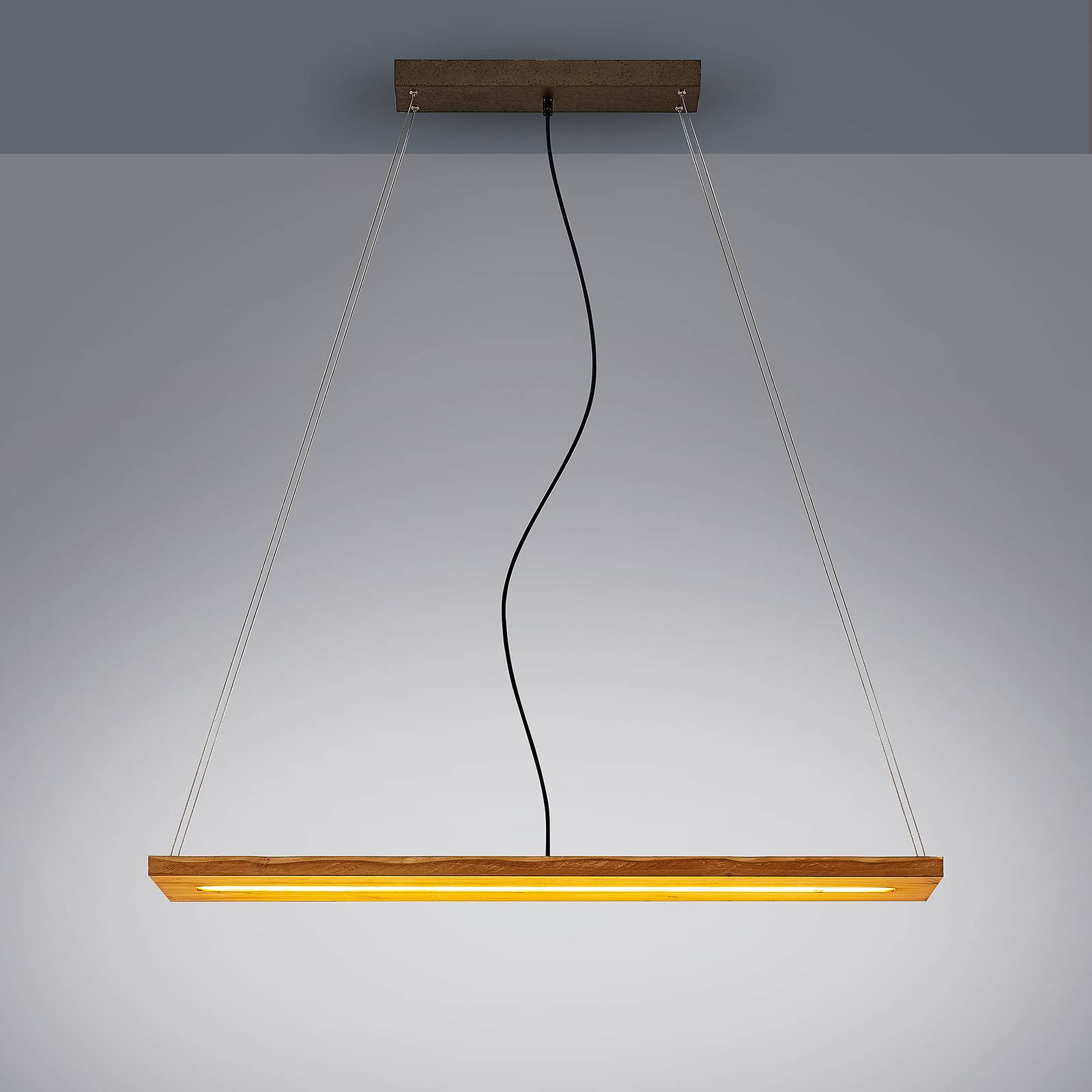 Lindby Nesaja lampada LED a sospensione di legno