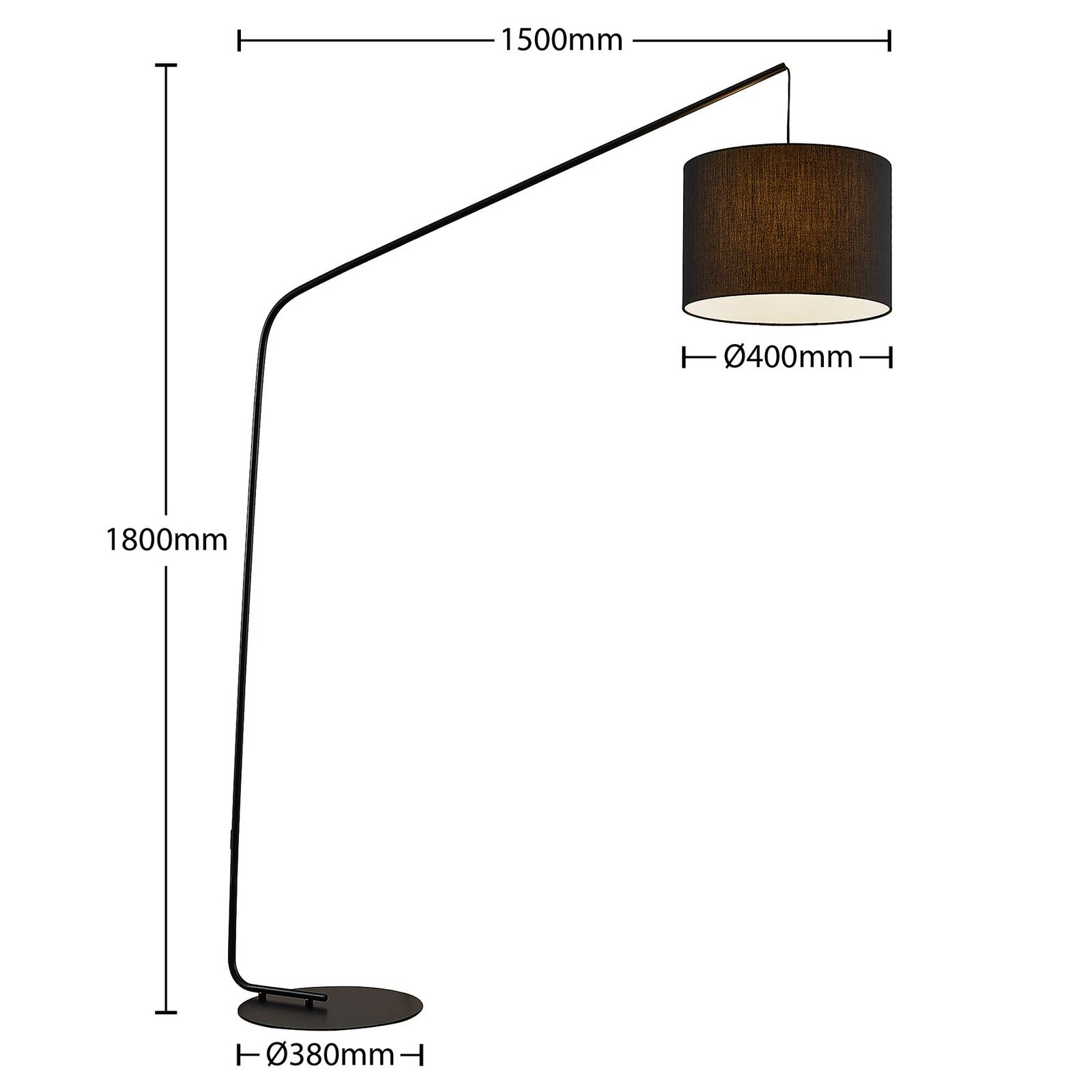 Lampada da Terra 'Masham' Alta 145 cm Lampada a Stelo Piantana con Paralume  in PVC e Tessuto a Forma di Tronco di Cono - Nero / Crema - lux.pro