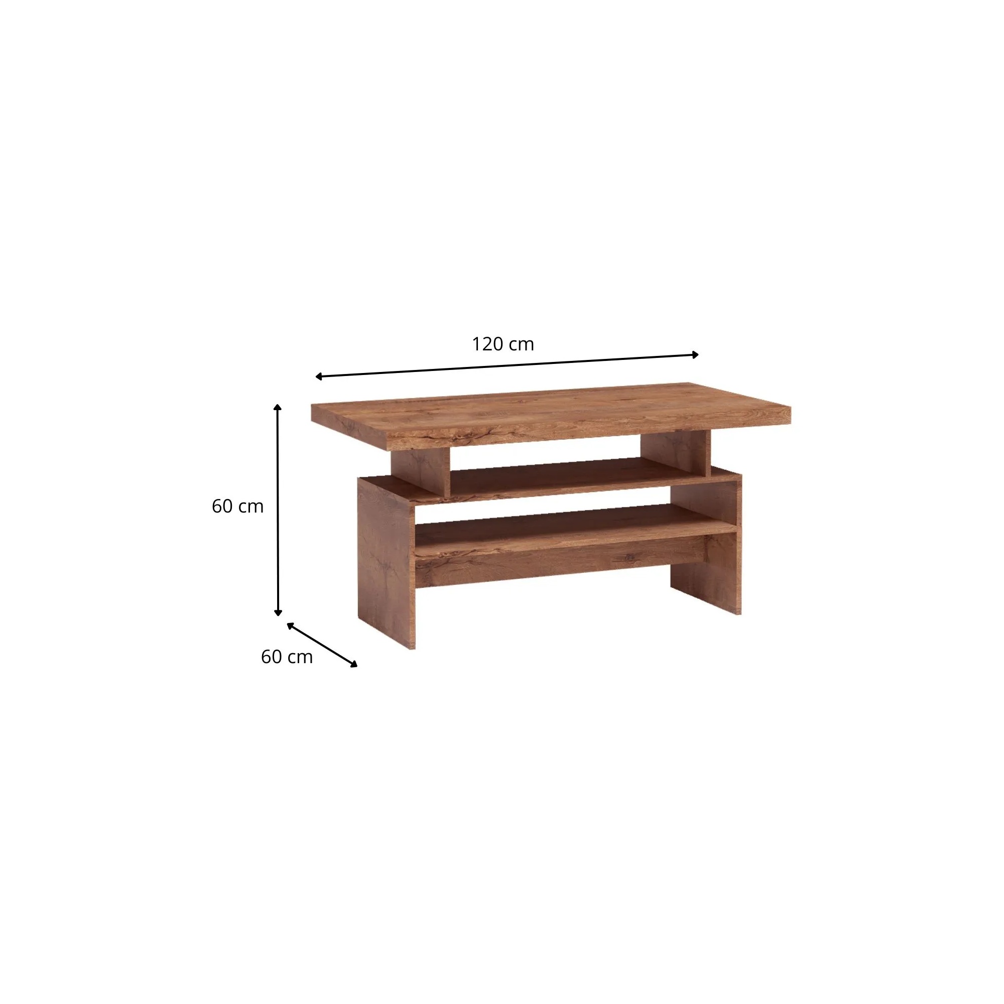 Raumhirsch Table basse INDIANAPOLIS 60x60x120 cm Avec rangement esche hell – détail 2