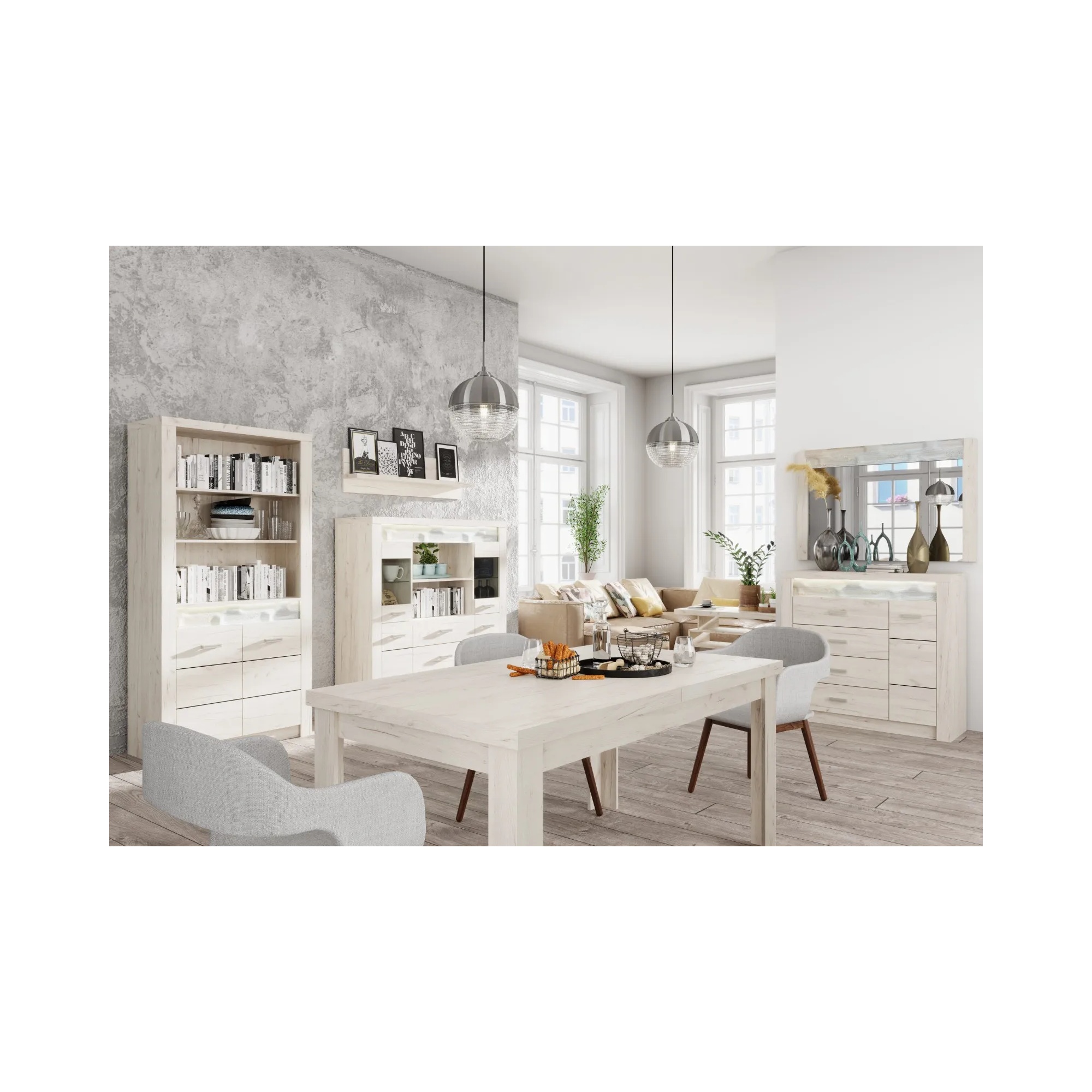 Raumhirsch Étagère murale INDIANAPOLIS 18x32x120 cm Avec rangement kraft weiß – détail 1