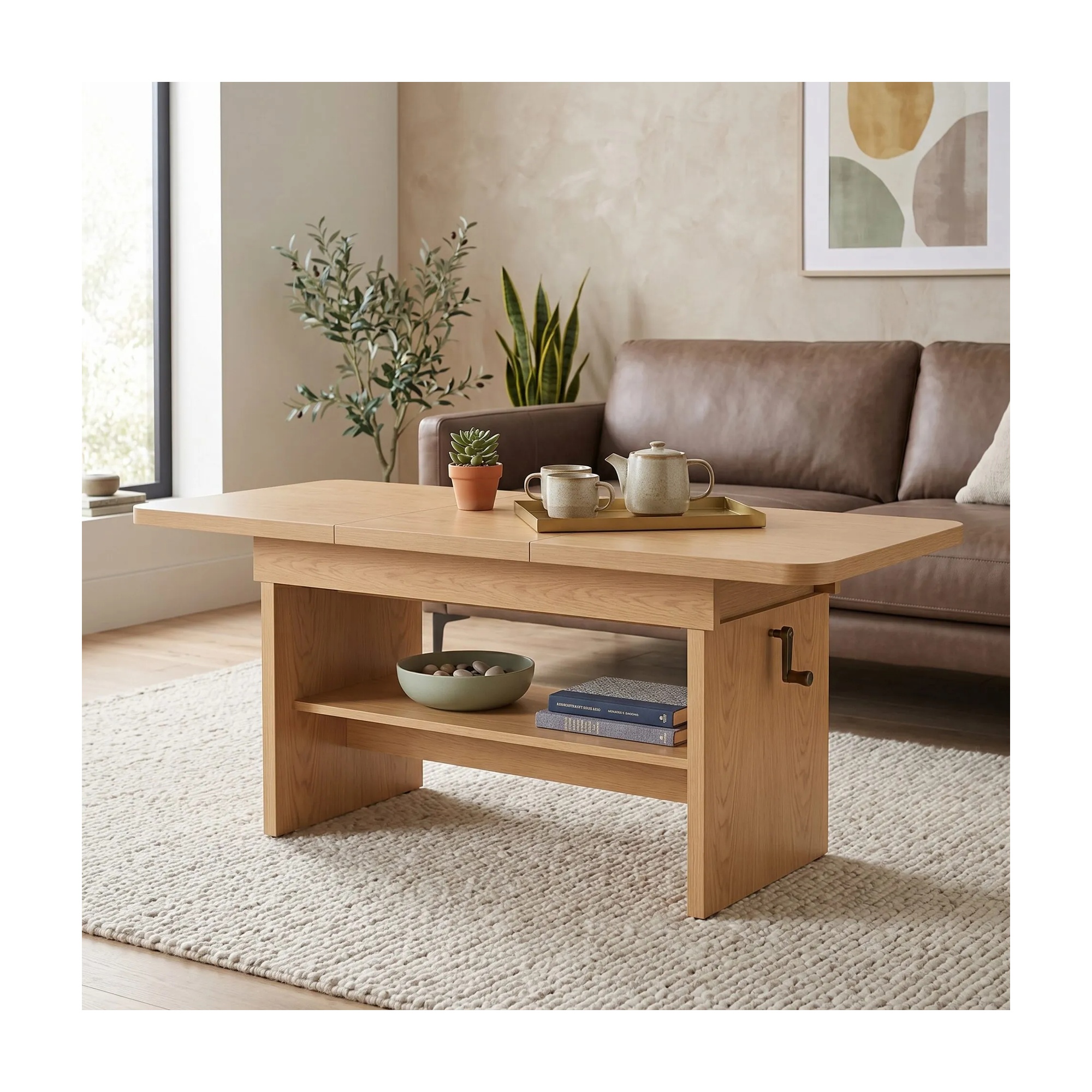 Raumhirsch Table basse JANEK 62x70x156 cm Hauteur réglable Avec rangement cachemire – détail 1