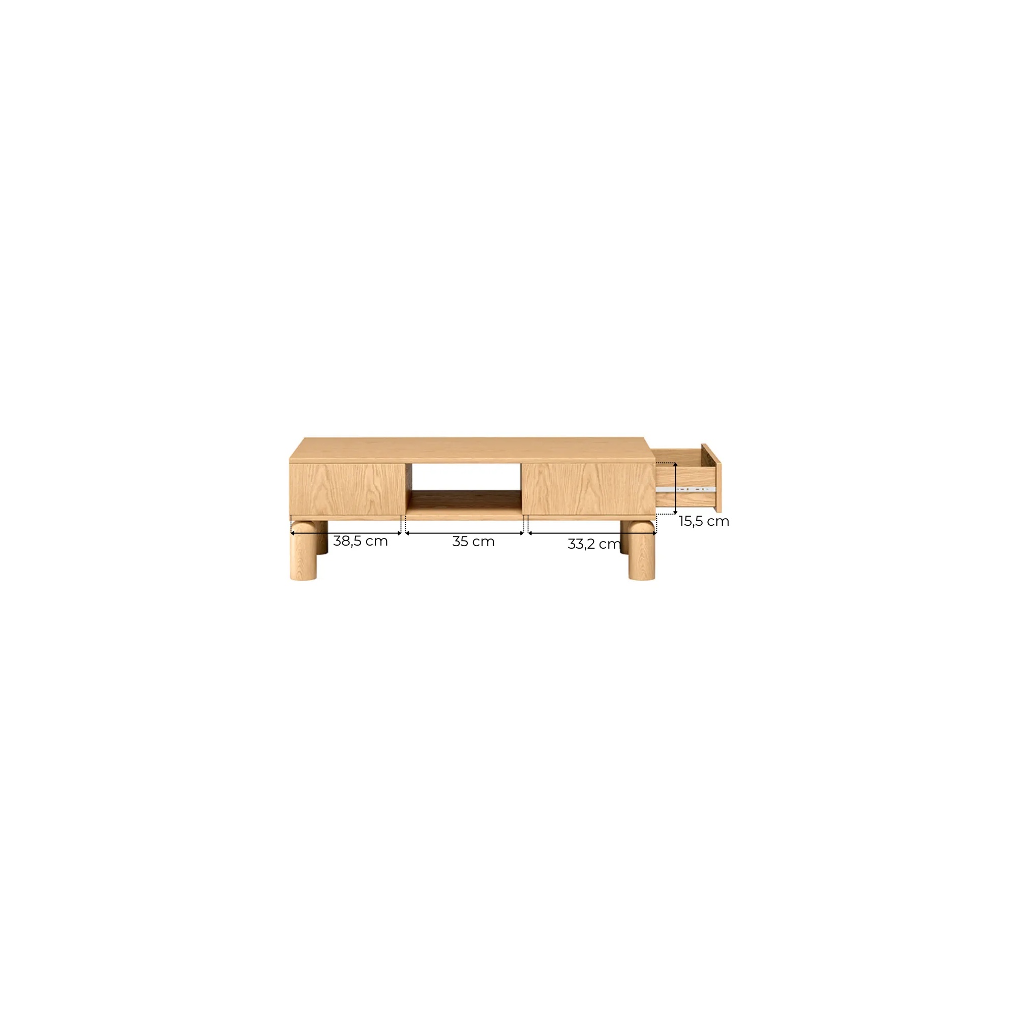 Raumhirsch Table basse SANDEN 50x368x110 cm Avec tiroir Avec rangement chêne naturel – vue complémentaire