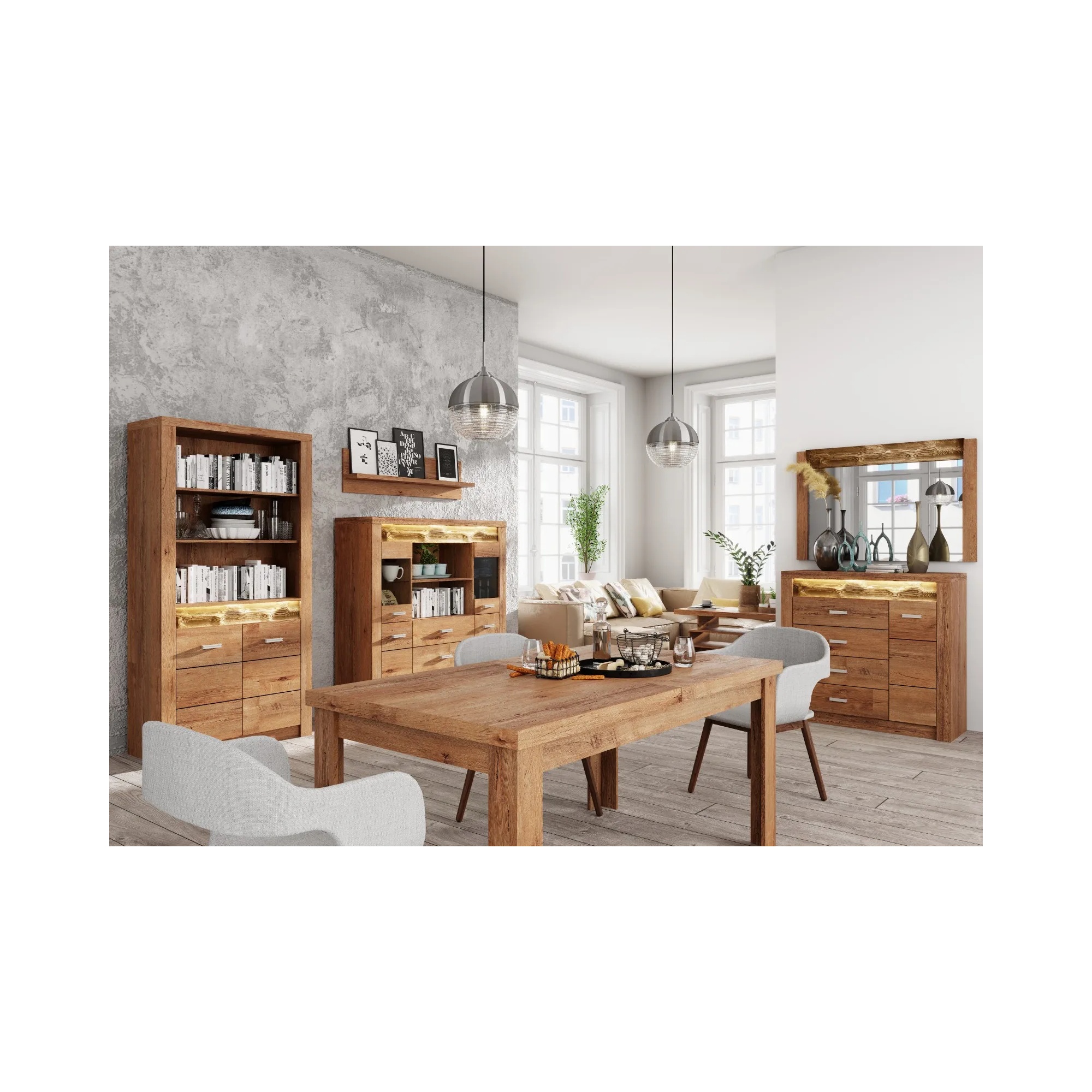 Raumhirsch Table basse INDIANAPOLIS 60x60x120 cm Avec rangement esche hell – détail 1