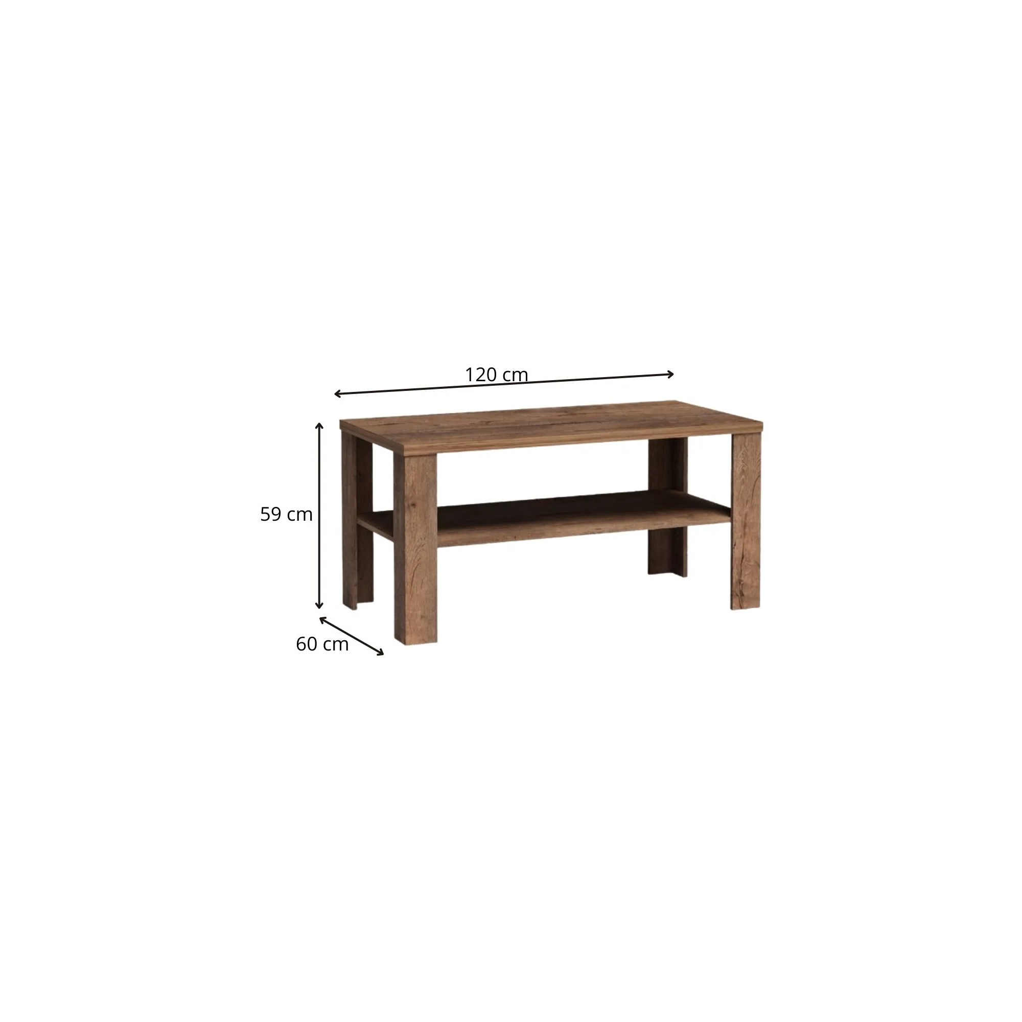 Raumhirsch Table basse 60x60x120 cm Avec rangement lefkas chêne – détail 2