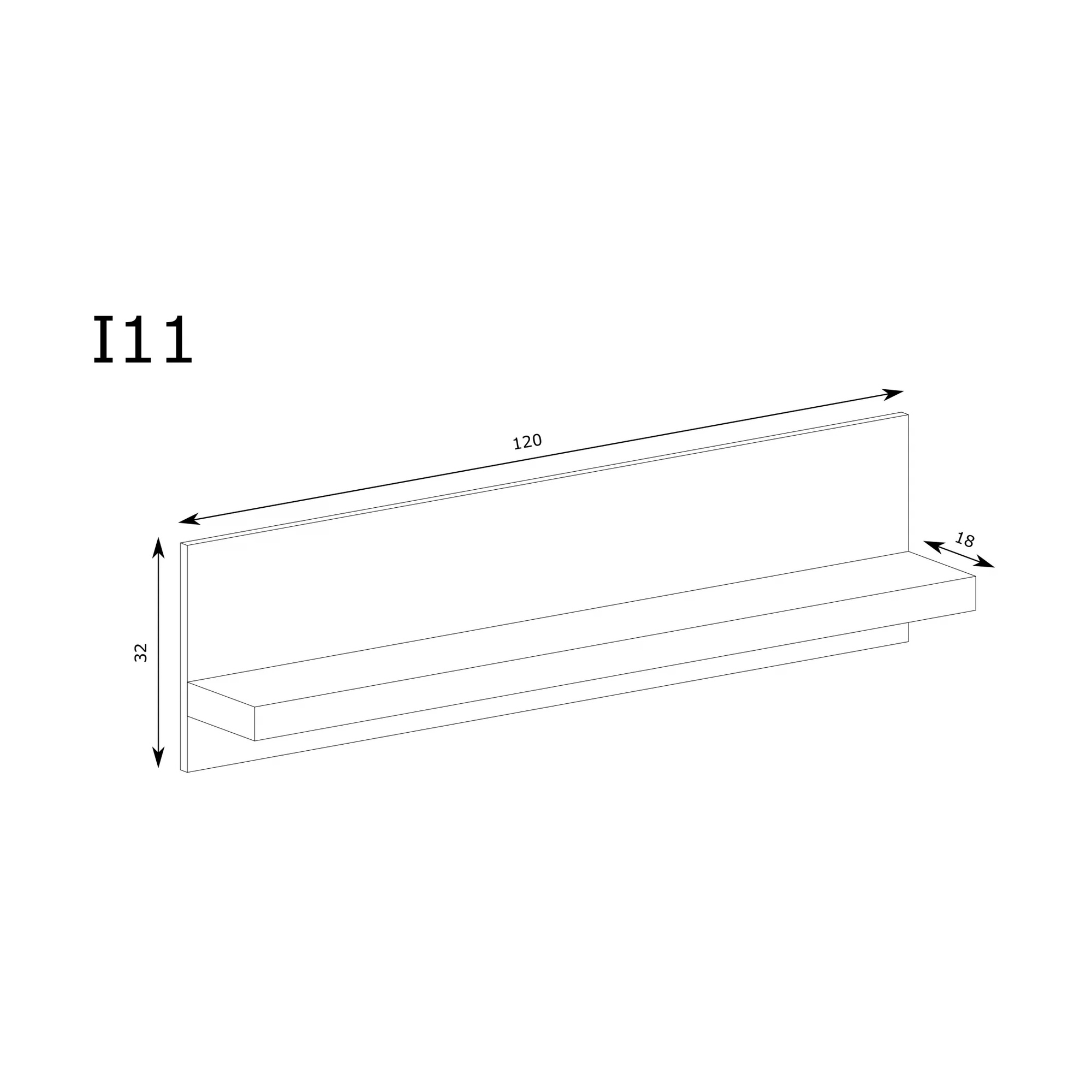 Raumhirsch Étagère murale INDIANAPOLIS 18x32x120 cm Avec rangement kraft weiß – vue complémentaire
