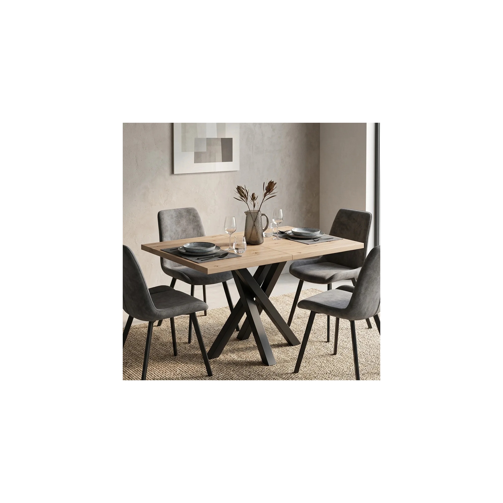 Raumhirsch Table à manger CALI 160x77x80 cm Extensible chêne Artisan – détail 1