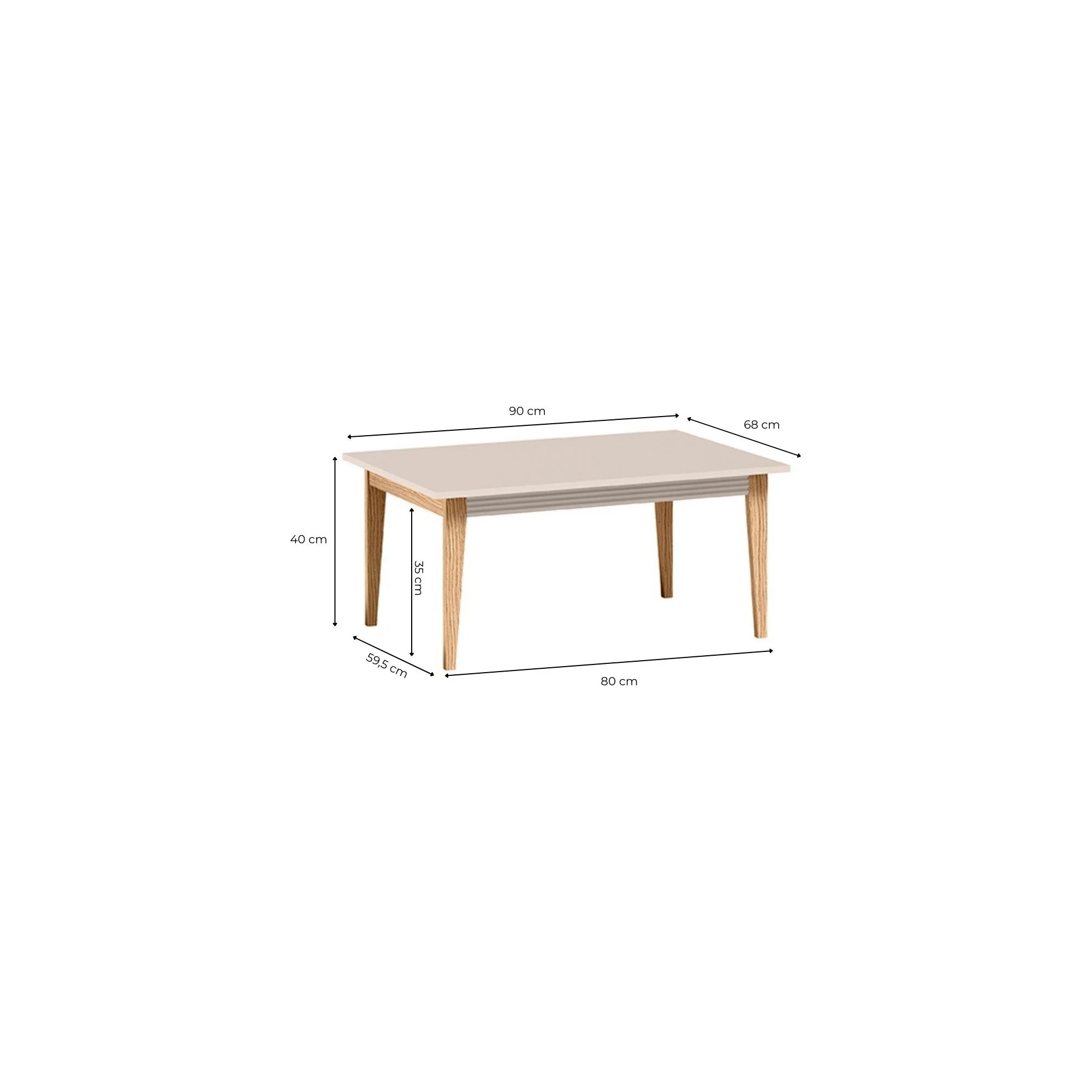 Raumhirsch Table basse WINDSOR 68x40x90 cm cachemire – détail 2